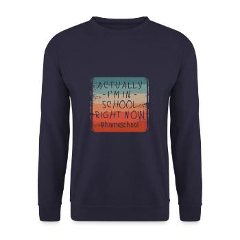 Eigentlich bin ich gerade in der Schule Nachhilfeunterricht - Unisex Pullover - Navy - Vorne - Alina (178cm) & Michal (187cm)