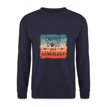 Coffee Dogs And Genealogy Genealogist Genealogists - Unisex Sweatshirt - navy - Front - Alina (178cm) & Michal (187cm)
