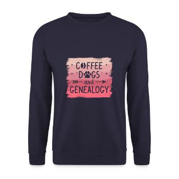 Coffee Dogs And Genealogy Genealogist Genealogists - Unisex Sweatshirt - navy - Front - Alina (178cm) & Michal (187cm)