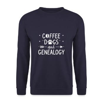 Coffee Dogs And Genealogy Généalogiste Généalogistes - Sweat-shirt Unisexe - marine - Devant - Alina (178cm) & Michal (187cm)