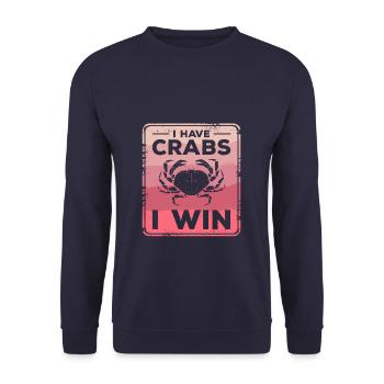 I Have Crabs I Win Crabbing Crab Hunter - Unisex Sweatshirt - navy - Front - Alina (178cm) & Michal (187cm)