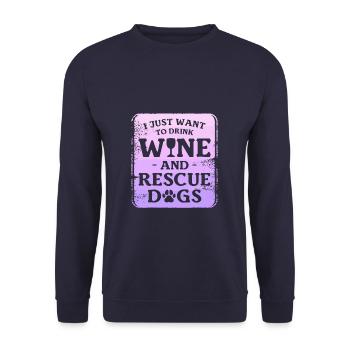 Ich will nur Wein trinken und Hunde retten Hund - Unisex Pullover - Navy - Vorne - Alina (178cm) & Michal (187cm)