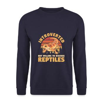 Introverted But Willing To Discuss Reptiles - Unisex Sweatshirt - navy - Front - Alina (178cm) & Michal (187cm)