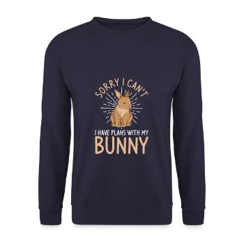 Sorry I Can't I Have Plans With My Bunny Rabbit - Unisex Sweatshirt - navy - Front - Alina (178cm) & Michal (187cm)