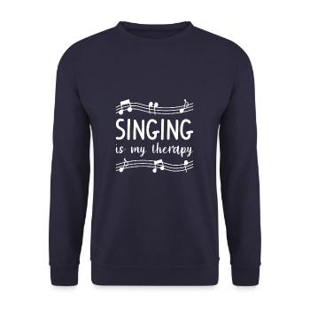 Singen ist meine Therapie Sänger Musikmusiker - Unisex Pullover - Navy - Vorne - Alina (178cm) & Michal (187cm)