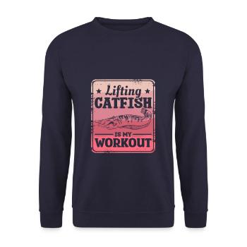 Soulever le poisson-chat est mon entraînement Catfishing Fishing - Sweat-shirt Unisexe - marine - Devant - Alina (178cm) & Michal (187cm)