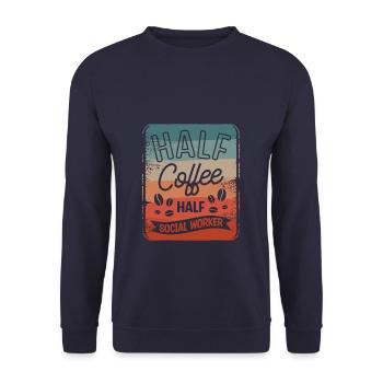 Moitié café Moitié travailleur social Amateur de café - Sweat-shirt Unisexe - marine - Devant - Alina (178cm) & Michal (187cm)