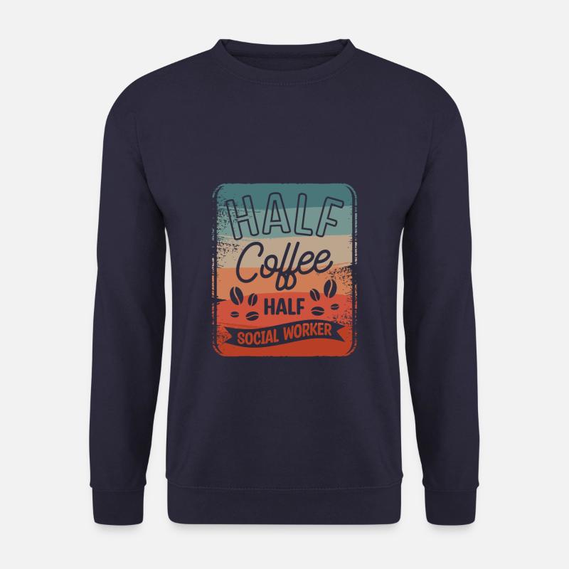 Halb Kaffee halb Sozialarbeiter Kaffeeliebhaber - Unisex Pullover - Navy