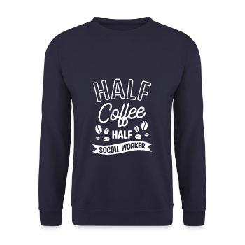 Moitié café Moitié travailleur social Amateur de café - Sweat-shirt Unisexe - marine - Devant - Alina (178cm) & Michal (187cm)
