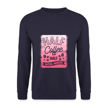 Moitié café Moitié travailleur social Amateur de café - Sweat-shirt Unisexe - marine - Devant - Alina (178cm) & Michal (187cm)