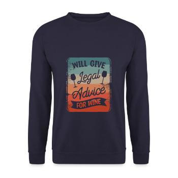 Will Give Legal Advice For Wine Lawyer Law - Unisex Sweatshirt - navy - Front - Alina (178cm) & Michal (187cm)