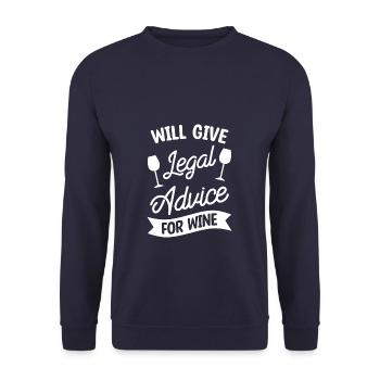 Will Give Legal Advice For Wine Lawyer Law - Unisex Sweatshirt - navy - Front - Alina (178cm) & Michal (187cm)
