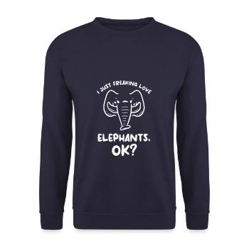 I Just Freaking Love Elephants Ok Elephant Lover - Unisex Sweatshirt - navy - Front - Alina (178cm) & Michal (187cm)