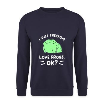 I Just Freaking Love Frogs Ok Frog Lover - Unisex Sweatshirt - navy - Front - Alina (178cm) & Michal (187cm)