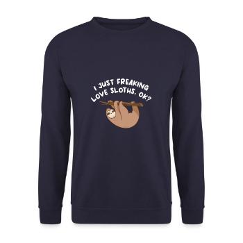 Je viens de flipper l’amour paresseux ok amant paresseux - Sweat-shirt Unisexe - marine - Devant - Alina (178cm) & Michal (187cm)