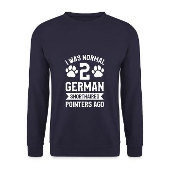 J’étais normal il y a 2 pointeurs allemands à poil court - Sweat-shirt Unisexe - marine - Devant - Alina (178cm) & Michal (187cm)