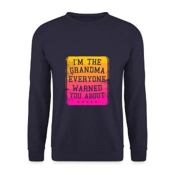Ich bin die Oma, vor der dich alle gewarnt haben - Unisex Pullover - Navy - Vorne - Alina (178cm) & Michal (187cm)