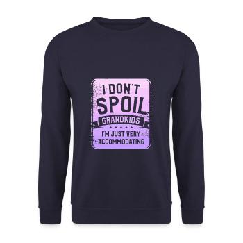 Ich verwöhne keine Enkelkinder, ich bin nur sehr - Unisex Pullover - Navy - Vorne - Alina (178cm) & Michal (187cm)