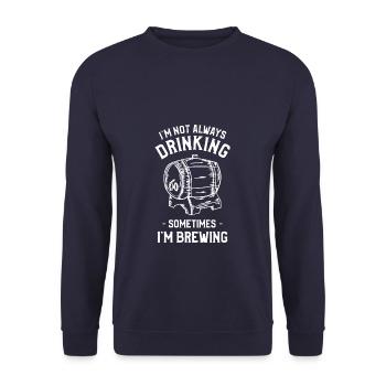 Je ne bois pas toujours Parfois, je brasse de la bière - Sweat-shirt Unisexe - marine - Devant - Alina (178cm) & Michal (187cm)