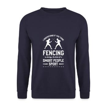 Ich verstehe, wenn Sie denken, dass Fechten langweilig ist Fechter - Unisex Pullover - Navy - Vorne - Alina (178cm) & Michal (187cm)