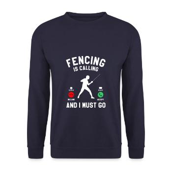 Fechten ruft und ich muss gehen Schwertfechter - Unisex Pullover - Navy - Vorne - Alina (178cm) & Michal (187cm)