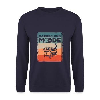 Grillmodus auf BBQ Grillen Grillen Grill - Unisex Pullover - Navy - Vorne - Alina (178cm) & Michal (187cm)