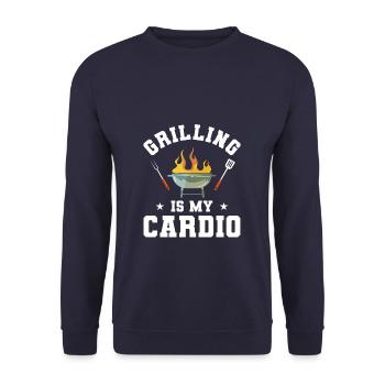 Grillen ist mein Cardio-Grillen Grillen Grillen Koch - Unisex Pullover - Navy - Vorne - Alina (178cm) & Michal (187cm)