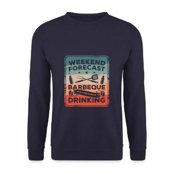 Wochenend-Vorhersage Grillen mit einer hohen Wahrscheinlichkeit von - Unisex Pullover - Navy - Vorne - Alina (178cm) & Michal (187cm)