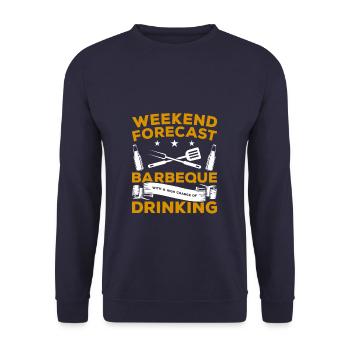 Wochenend-Vorhersage Grillen mit einer hohen Wahrscheinlichkeit von - Unisex Pullover - Navy - Vorne - Alina (178cm) & Michal (187cm)