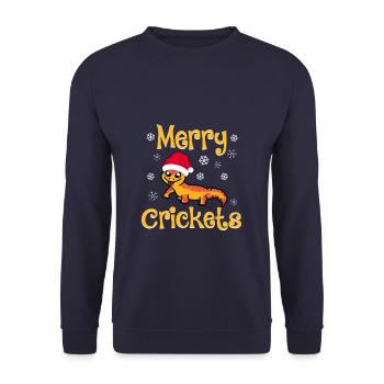 Funny Merry Crickets Reptile Christmas Lizard - Unisex Sweatshirt - navy - Front - Alina (178cm) & Michal (187cm)
