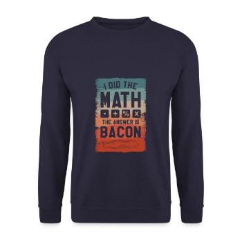 Ich habe nachgerechnet Die Antwort ist Speck - Unisex Pullover - Navy - Vorne - Alina (178cm) & Michal (187cm)