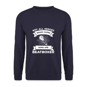Nicht alle Helden tragen Umhänge, einige sind Beatboxer - Unisex Pullover - Navy - Vorne - Alina (178cm) & Michal (187cm)