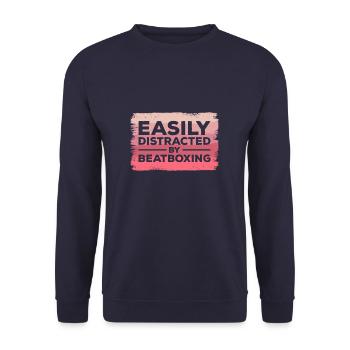 Leicht abgelenkt durch Beatboxing Beatbox Beatboxer - Unisex Pullover - Navy - Vorne - Alina (178cm) & Michal (187cm)