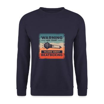 Avertissement : Peut commencer à parler de beatboxing - Sweat-shirt Unisexe - marine - Devant - Alina (178cm) & Michal (187cm)