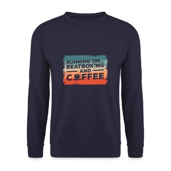 Laufen auf Beatboxing und Kaffee Beatbox Beatboxer - Unisex Pullover - Navy - Vorne - Alina (178cm) & Michal (187cm)