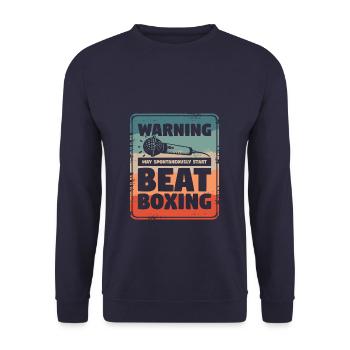 Warnung kann spontan mit dem Beatboxen beginnen Beatbox - Unisex Pullover - Navy - Vorne - Alina (178cm) & Michal (187cm)