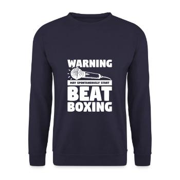 Warnung kann spontan mit dem Beatboxen beginnen Beatbox - Unisex Pullover - Navy - Vorne - Alina (178cm) & Michal (187cm)
