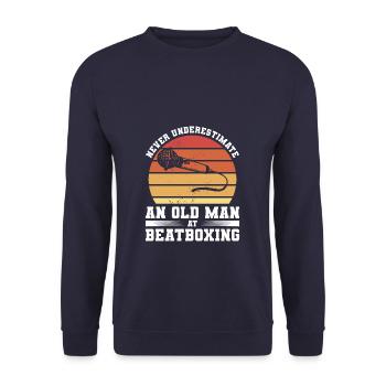 Ne sous-estimez jamais un vieil homme au beatboxing - Sweat-shirt Unisexe - marine - Devant - Alina (178cm) & Michal (187cm)