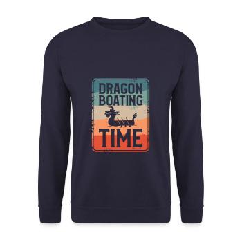 Drachenbootfahren Zeit Boot Paddeln Rudern - Unisex Pullover - Navy - Vorne - Alina (178cm) & Michal (187cm)