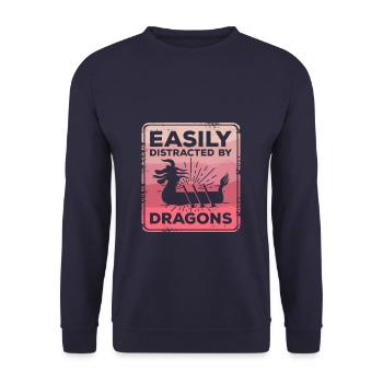 Leicht abgelenkt von Drachen Drachenboot-Paddel - Unisex Pullover - Navy - Vorne - Alina (178cm) & Michal (187cm)