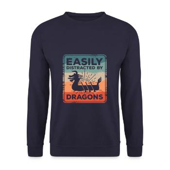 Leicht abgelenkt von Drachen Drachenboot-Paddel - Unisex Pullover - Navy - Vorne - Alina (178cm) & Michal (187cm)