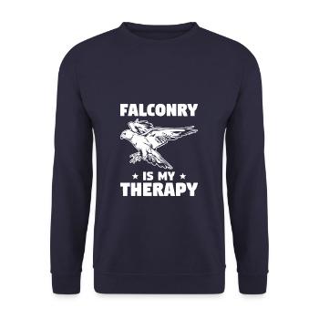 Falknerei ist meine Therapie Falkner Falkenjagd - Unisex Pullover - Navy - Vorne - Alina (178cm) & Michal (187cm)