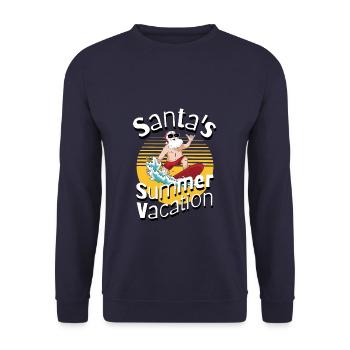 Santa's Summer Vacation Surfing Weihnachtsmann - Unisex Pullover - Navy - Vorne - Alina (178cm) & Michal (187cm)