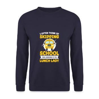 Ich denke oft daran, die Schule zu schwänzen, dann erinnere ich mich - Unisex Pullover - Navy - Vorne - Alina (178cm) & Michal (187cm)