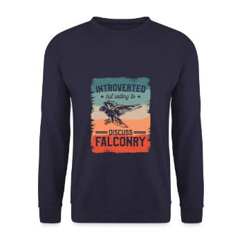 Introverted But Willing To Discuss Falconry - Unisex Sweatshirt - navy - Front - Alina (178cm) & Michal (187cm)