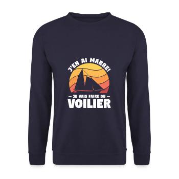 J'en Ai Marre Je Vais Faire Du Voilier Timonier - Sweat-shirt Unisexe - marine - Devant - Alina (178cm) & Michal (187cm)