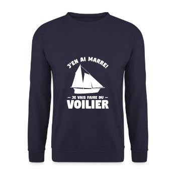 J'en Ai Marre Je Vais Faire Du Voilier Timonier - Sweat-shirt Unisexe - marine - Devant - Alina (178cm) & Michal (187cm)