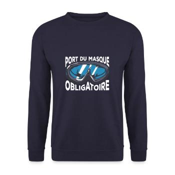 Port Du Masque Obligatoire Plongeur Plongée - Sweat-shirt Unisexe - marine - Devant - Alina (178cm) & Michal (187cm)