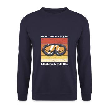 Port Du Masque Obligatoire Plongeur Plongée - Sweat-shirt Unisexe - marine - Devant - Alina (178cm) & Michal (187cm)