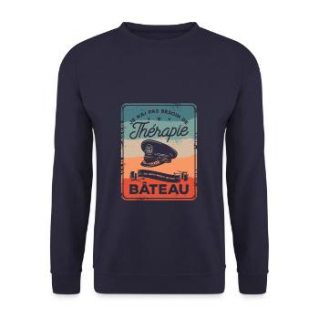 Pas Besoin De Thérapie J'ai Juste Besoin De Mon - Sweat-shirt Unisexe - marine - Devant - Alina (178cm) & Michal (187cm)